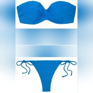 38D3/XXL VS Swim Removable PushUp Bandeau Bikini Top Side Tie Thong Bikini Set
